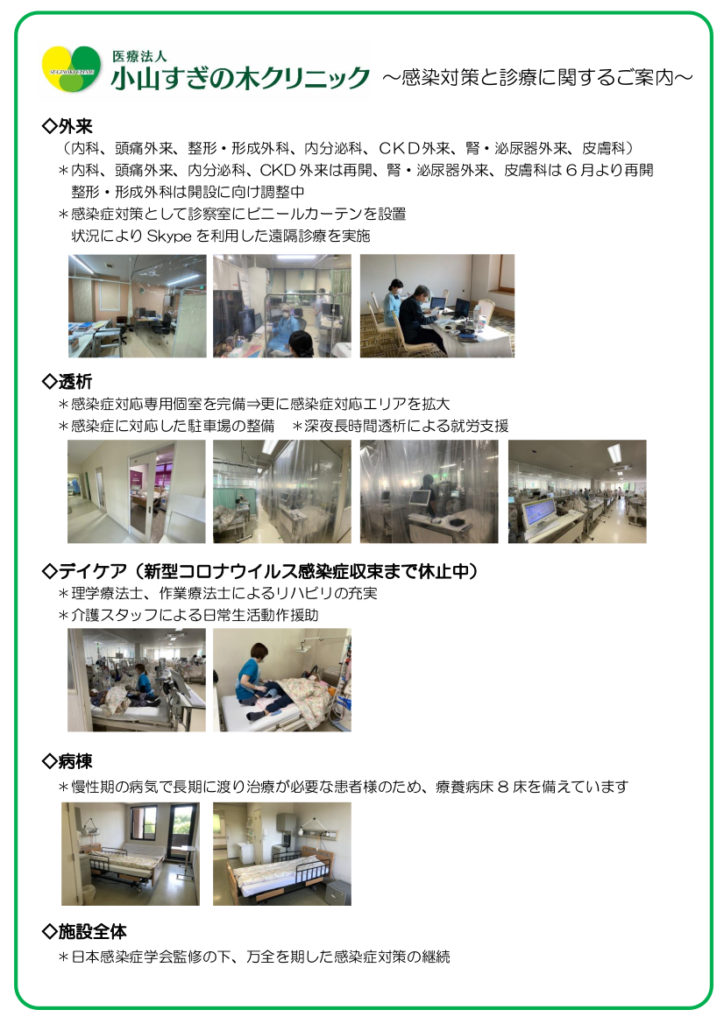 当院の診療や加療の感染対策